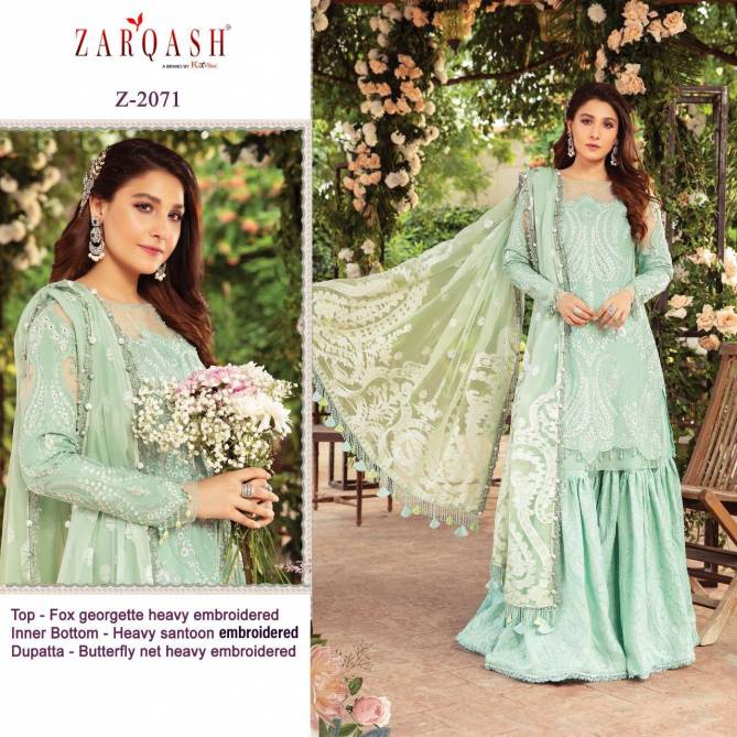 Zarqash Sateen Maria B Georgette Festive Wear Heavy Pakistani Salwar Kameez Collection 
